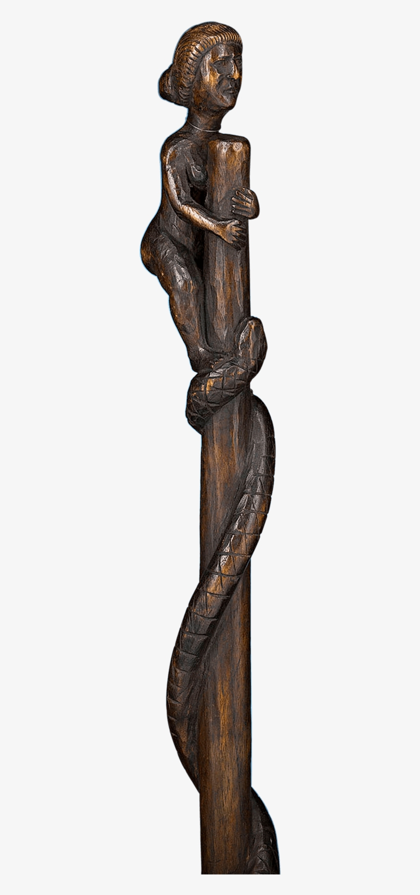 Woman And Snake Folk Art Cane - Bronze Sculpture, transparent png download
