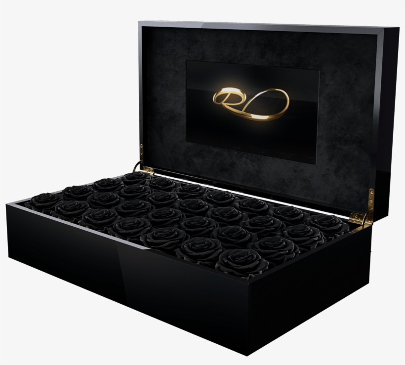 Luxury Video Flower Box Royal With 28 Preserved Black - Box, transparent png download