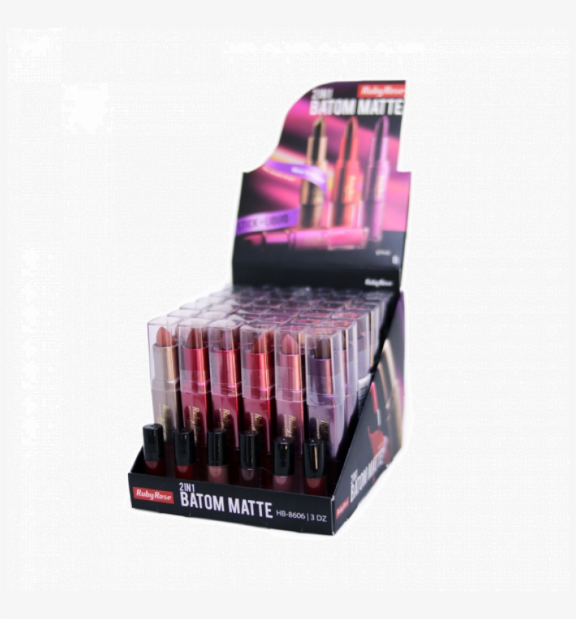Batom Matte 2 Em 1 Ruby Rose Hb-8606 - Batom Matte Ruby Rose 2 In 1, transparent png download