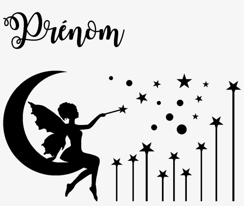 Sticker Prenom Personnalisable Fee Sous Le Ciel Etoile - Silhouette, transparent png download