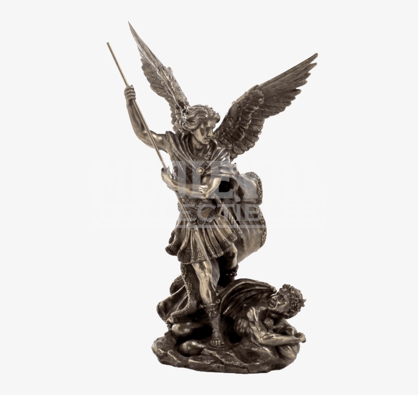 Michael Slaying The Demon With Spear Statue - Archangel Michael With Spear, transparent png download