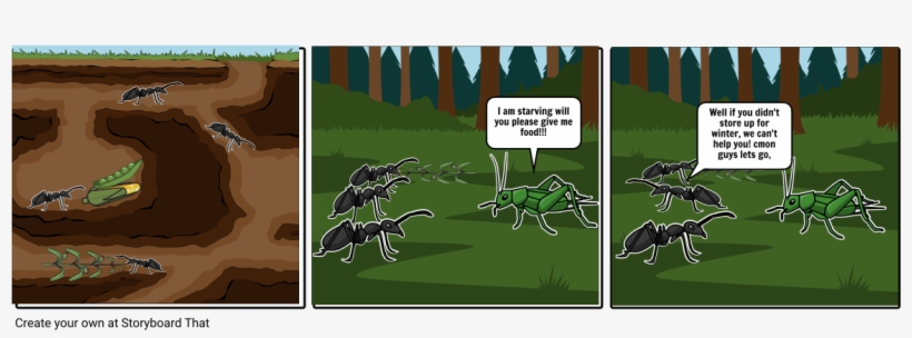 Grasshopper And Ant Story - Cartoon, transparent png download