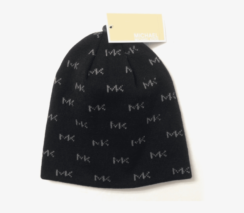 Michael Kors Mk Logo Black/gray Knit Beanie Men's Hat - Beanie, transparent png download