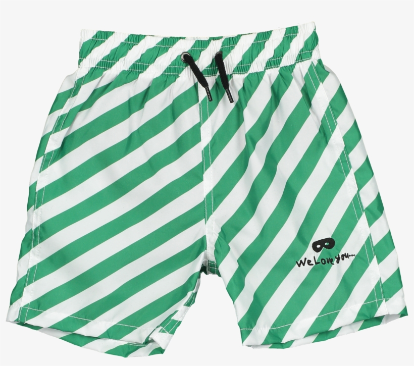 Swim Shorts, Vanilla & Grass Green, Diagonal Stripe - Swimsuit, transparent png download