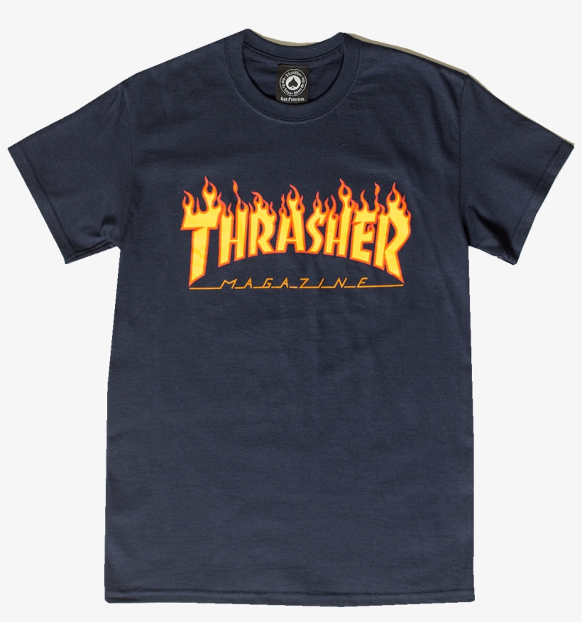 Thrasher Flame Logo T-shirt - Active Shirt, transparent png download