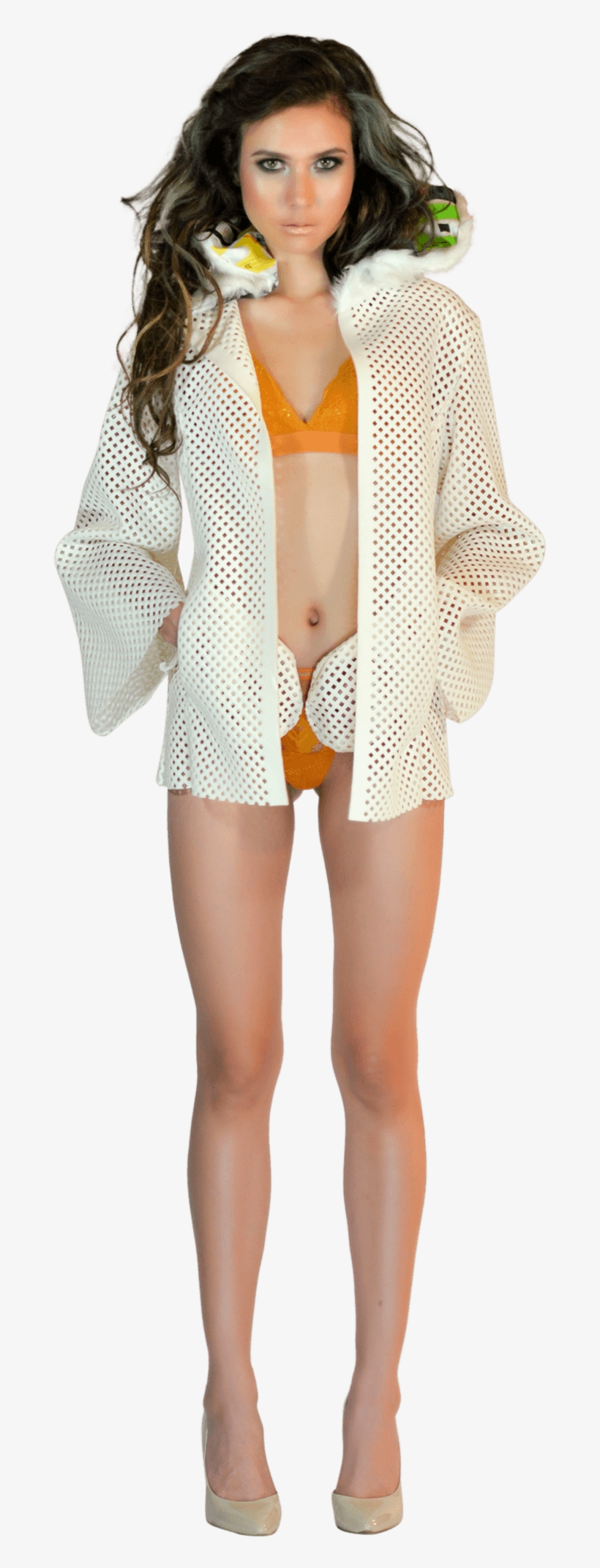 Lucy Textured Long Jacket - Fashion Model, transparent png download