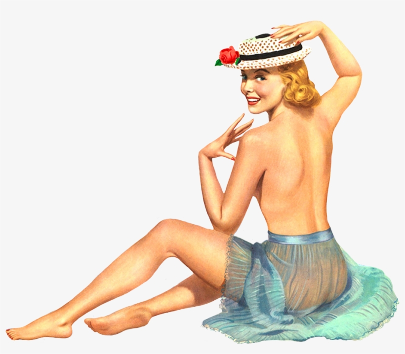 Retro Clip Art Of Women In Neglige - Pin-up Model, transparent png download