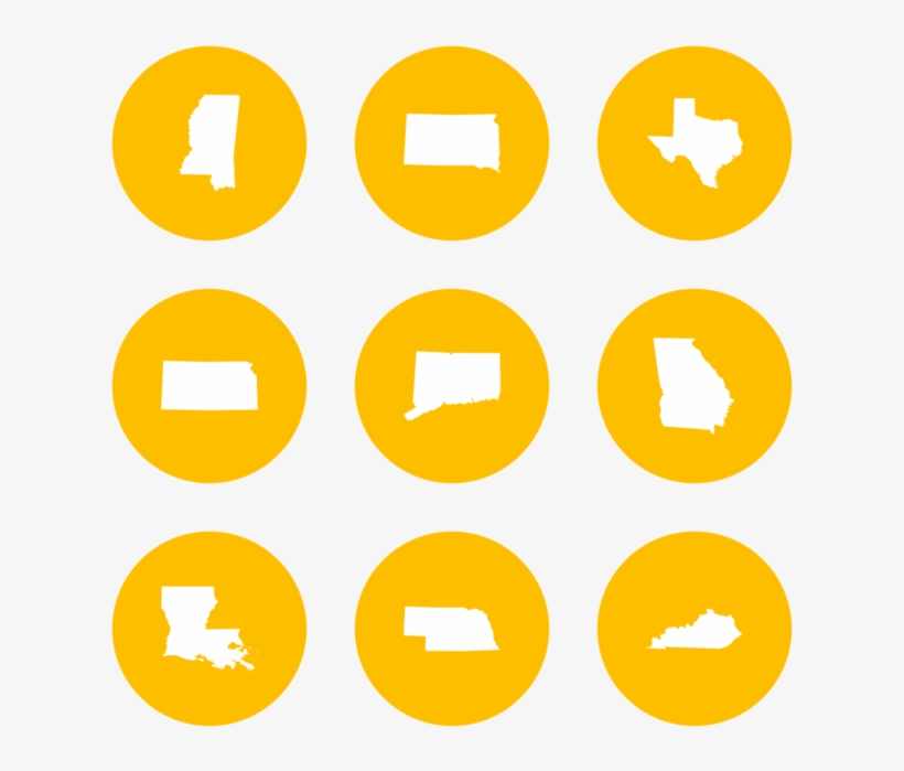 States Icon In Style Flat Circle White On Yellow - Icones De Internet, transparent png download