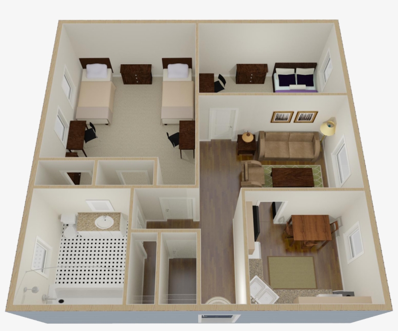 Towson Two Bedroom With Eat In Kitchen And One Bath - Residence Tower Towson Layout, transparent png download