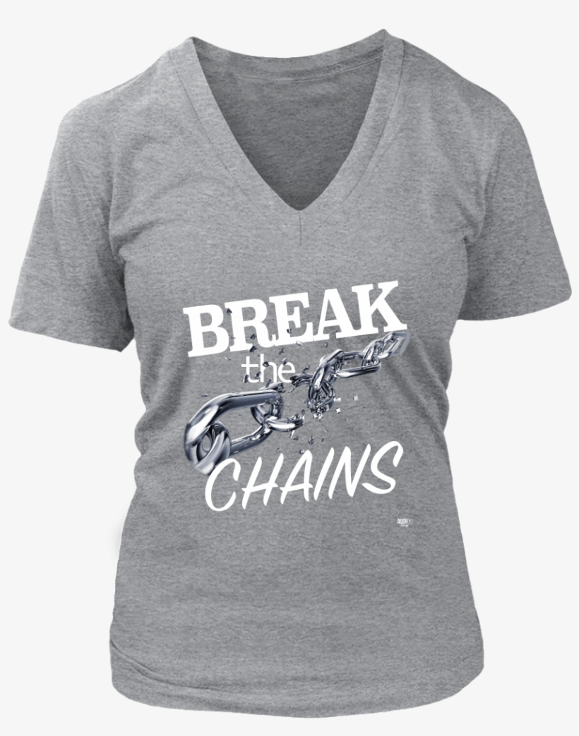 Break The Chains White Ladies V Neck T Shirt - Active Shirt, transparent png download