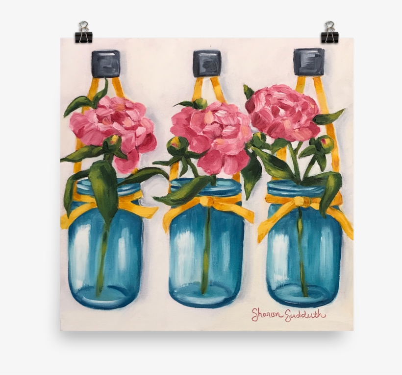 Art Print "pretty Pink Peonies" Bottles & Blooms Series, transparent png download