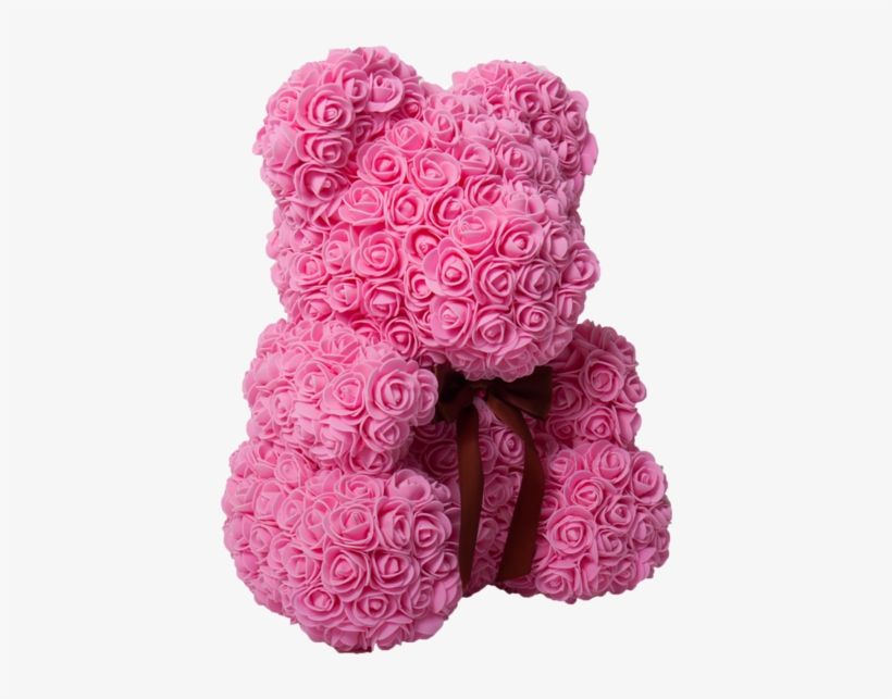 Pink Classic Rose Bear 40cm Tall - Pink Rose Bear, transparent png download