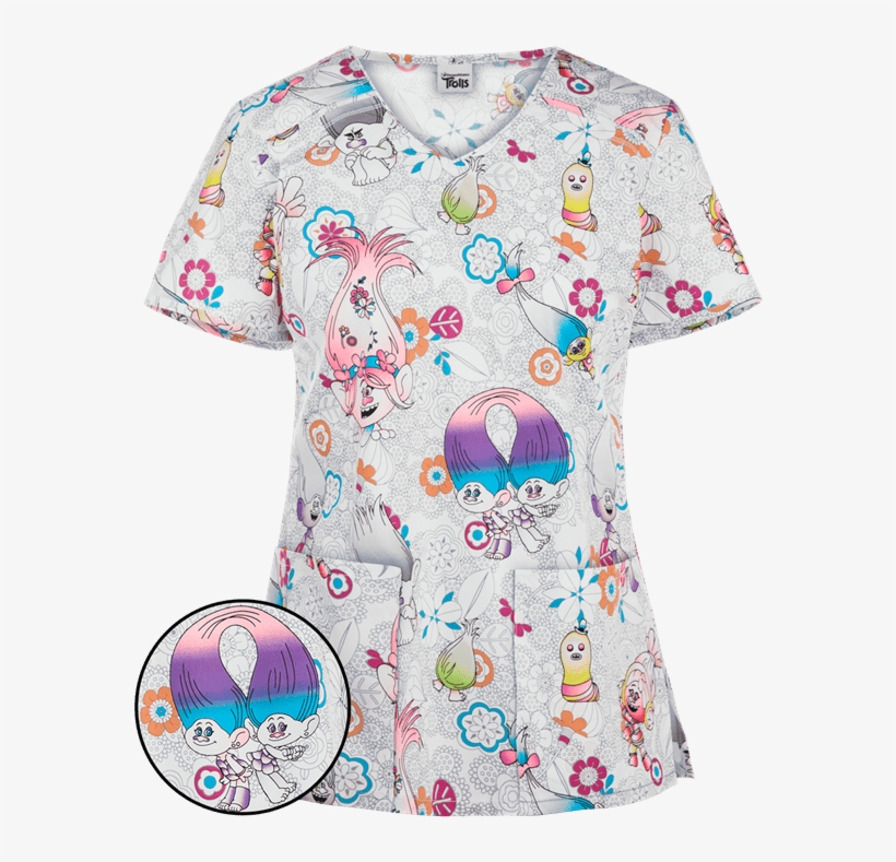 Ck686toa - Trolls Scrub Top, transparent png download