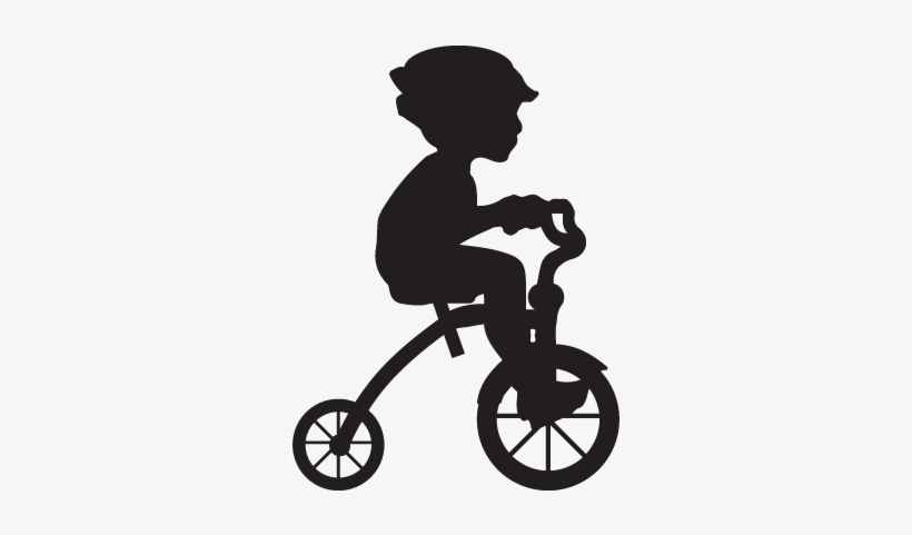 Silhouette Of A Boy Riding A Tricylce - Baby Bicycle Silhouette, transparent png download