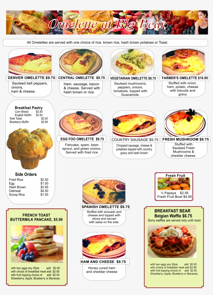 All Omelettes Are Served With One Choice Of Rice, Brown - Belgian Waffles, transparent png download