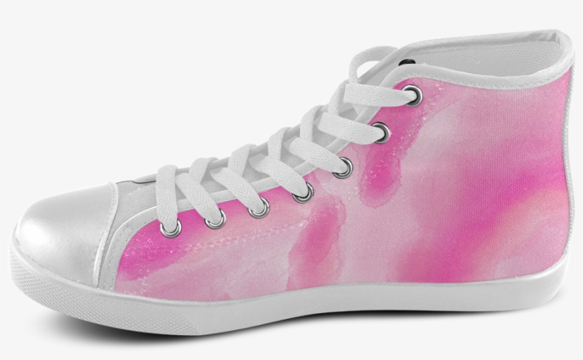 Pink Watercolor Abstract Art Women's High Top Canvas, transparent png download