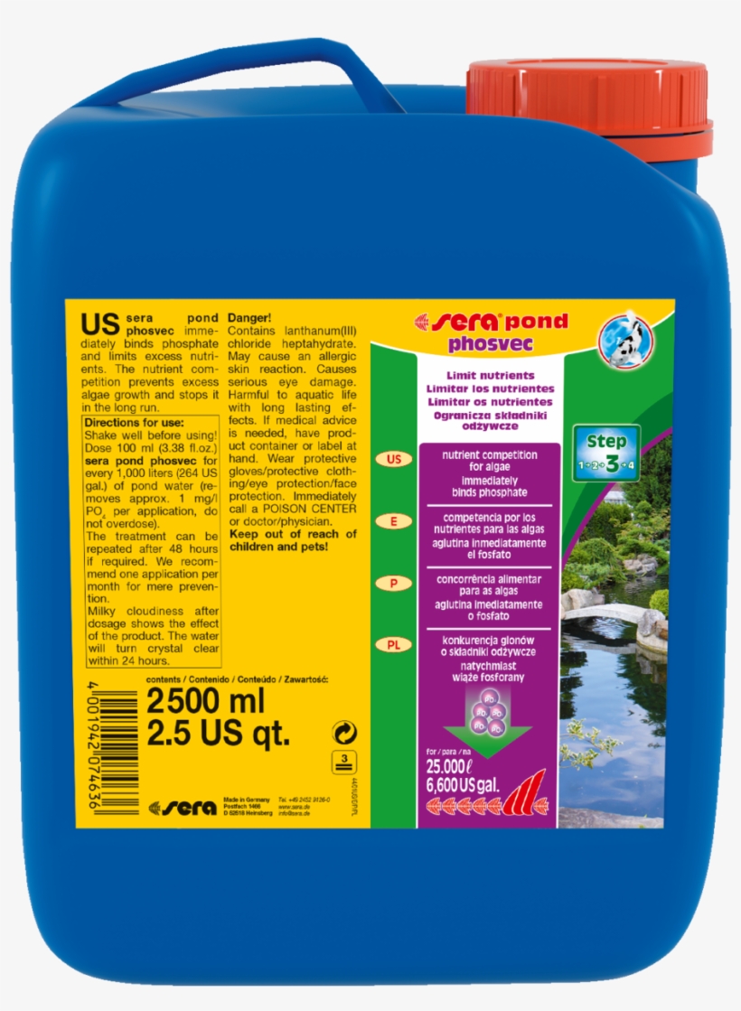 Sera Pond Phosvec 2500 Ml Sufficient For - Sera Pond Phosvec Nutrient Supplement, 5000 Ml, transparent png download