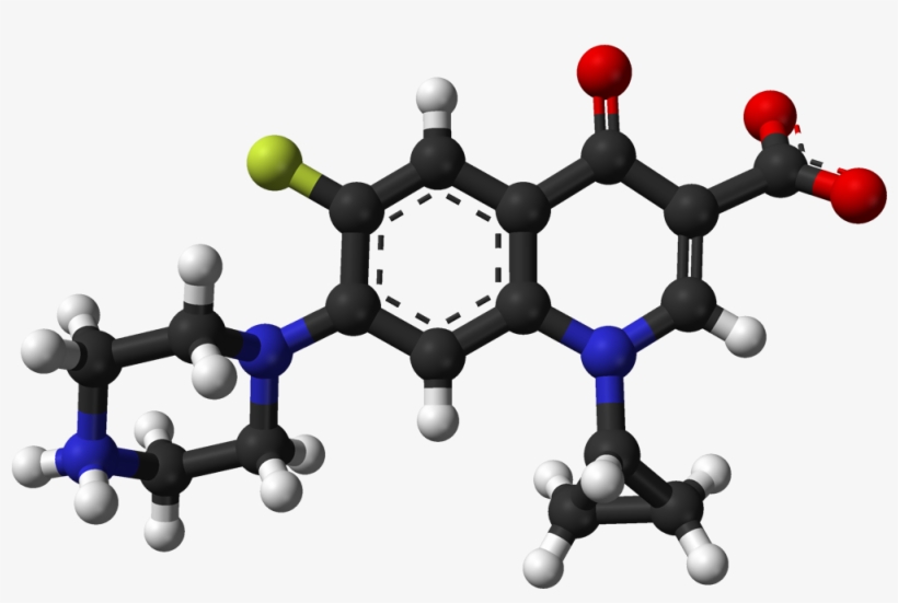 Ciprofloxacin Zwitterion From Xtal 3d Balls - Molecule, transparent png download