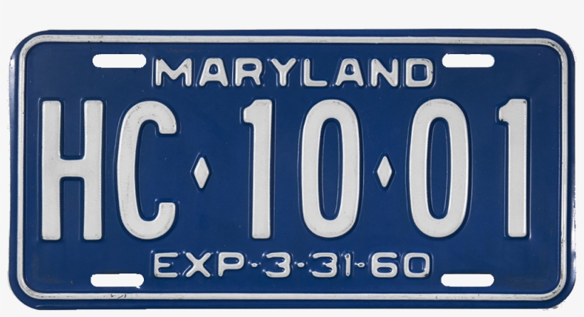 Maryland License Plate, 1960 - Number, transparent png download
