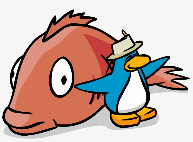 Ice Fishing Mullet Caught - Club Penguin Mullet Capture, transparent png download