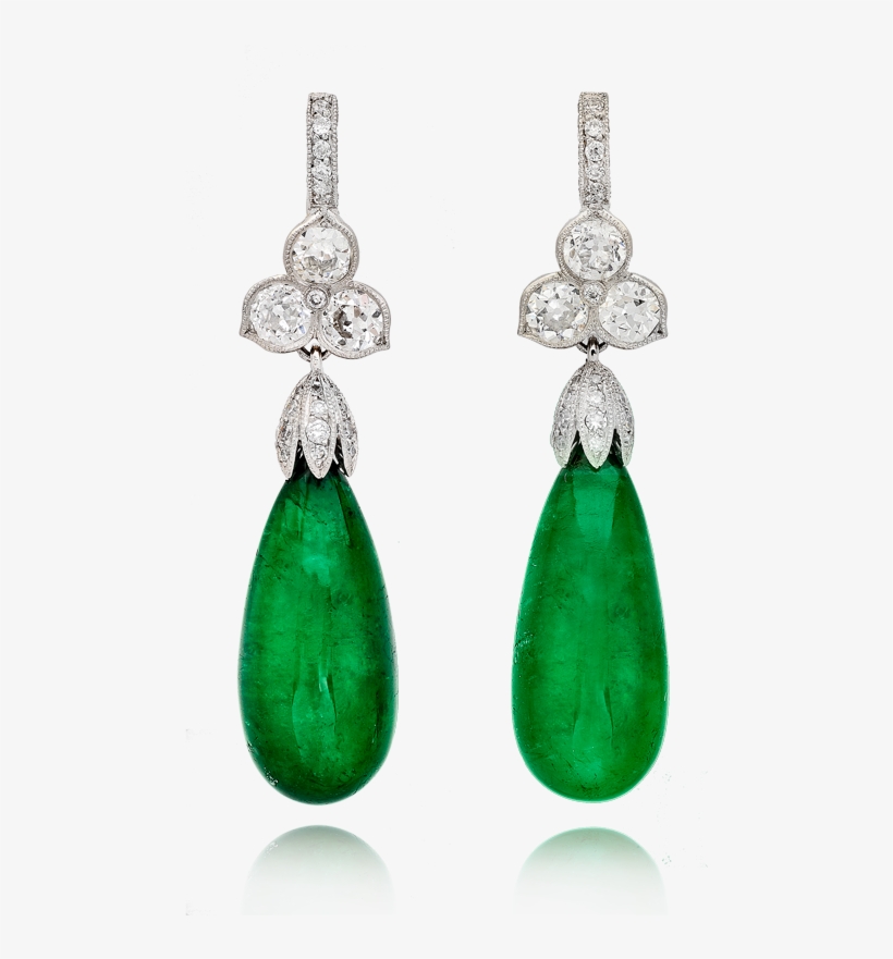 View Emerald Drop And Diamond Earrings - Earrings, transparent png download