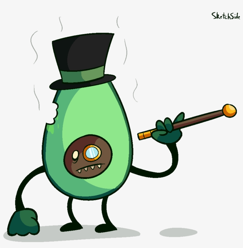 Fancy Avocado Zombie - Cartoon, transparent png download