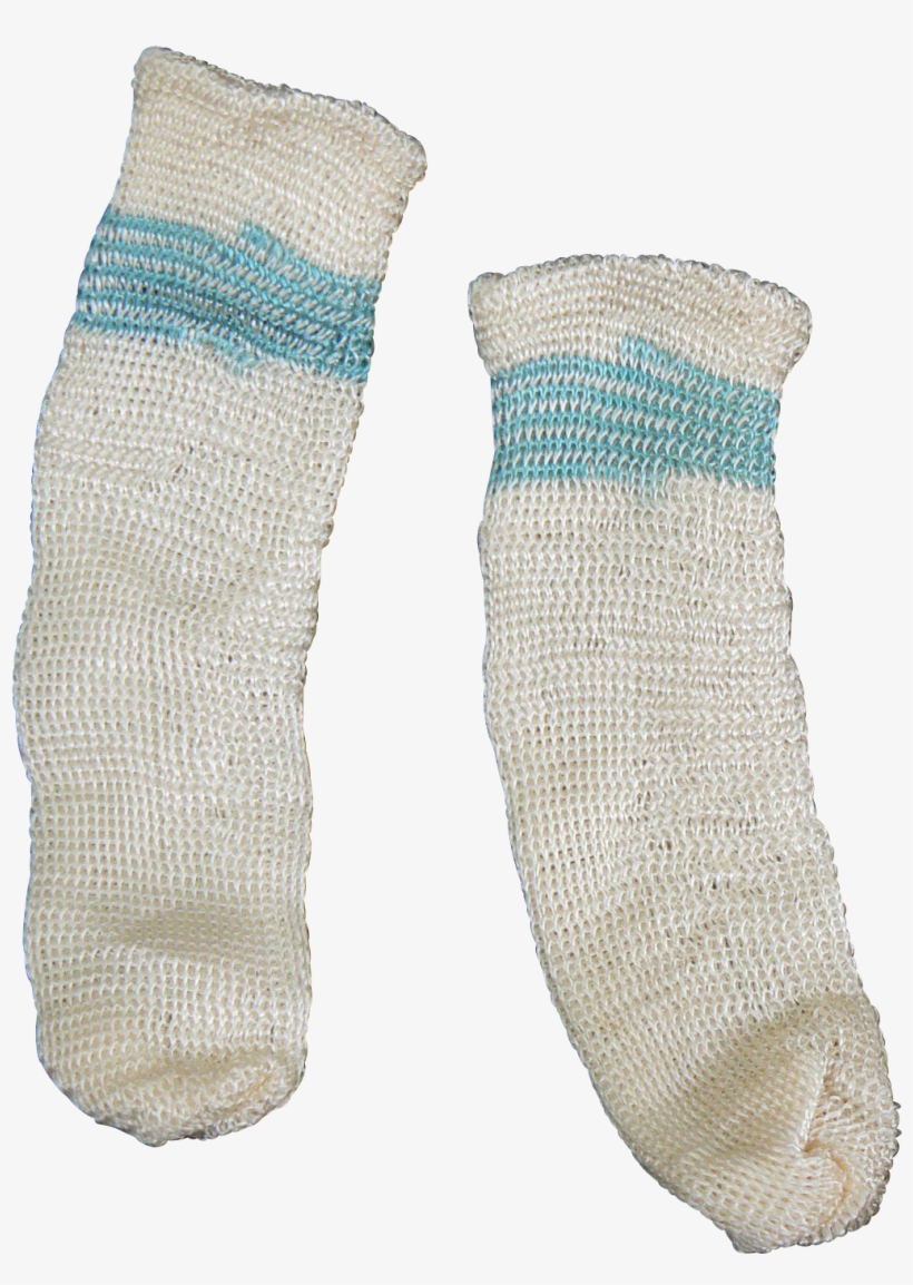 Vintage 30's 40's Blue And White Doll Socks Old From - Hockey Sock, transparent png download