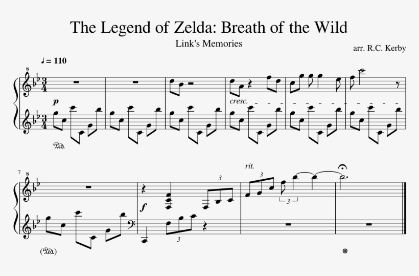 The Legend Of Zelda - Sheet Music, transparent png download