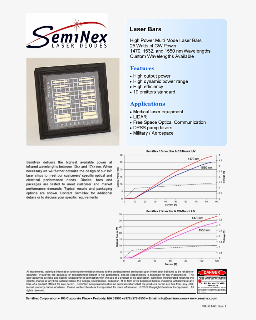 1532nm 25w Laser Diode Bar Seminex - 1550 Laser Diode Bar, transparent png download