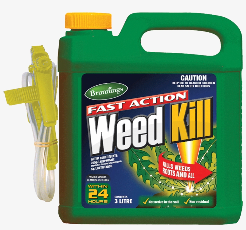 Weed Kill Fast Action Glyphosate Spray Rtu 3lt Brunnings - Weapon, transparent png download