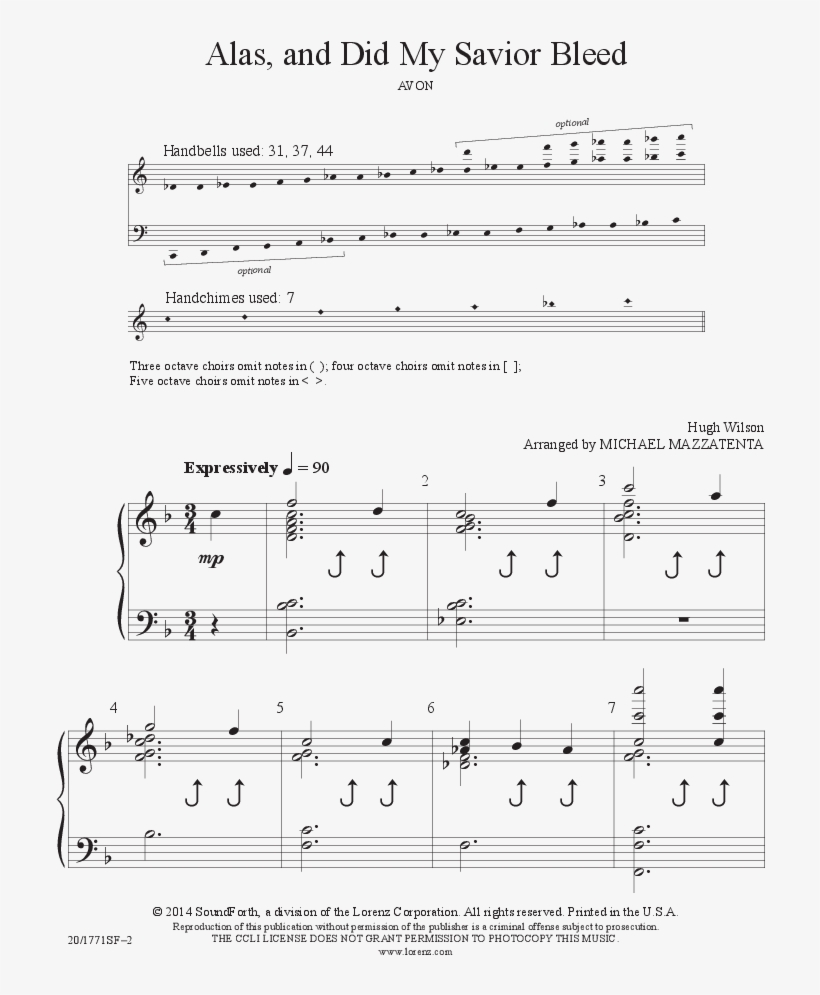 Thumbnail Alas And Did My Savior Bleed - Sheet Music, transparent png download