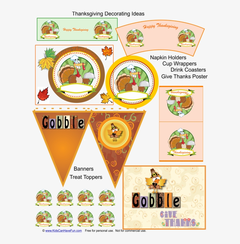 Happy Thanksgiving Turkey Place Cards, transparent png download