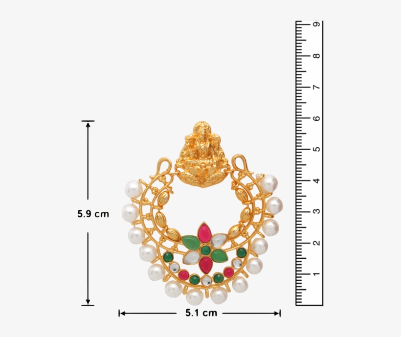 Traditional Ethnic Gold Plated Laxmi Ji Dangler Earrings - Gemstone, transparent png download