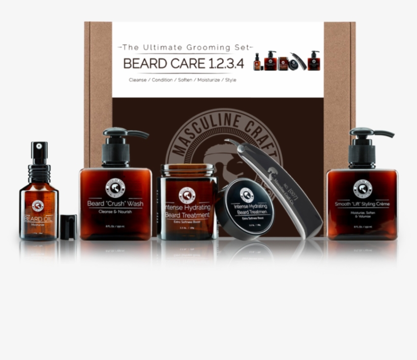 Ultimate Beard Grooming Kit - Glass Bottle, transparent png download