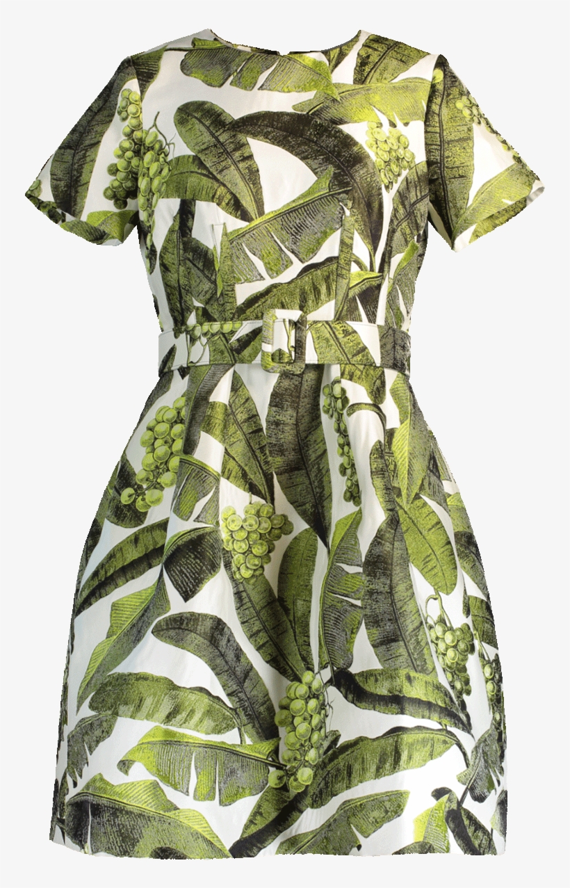 Banana Leaf Jacquard Dress - Day Dress, transparent png download