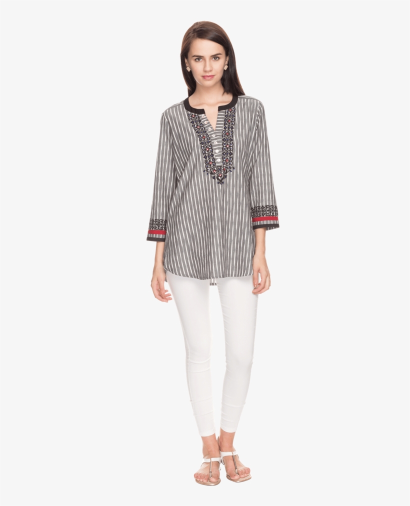 Women Slim Fit Striped Kurti - Женский Кашемировый Спортивный Костюм, transparent png download