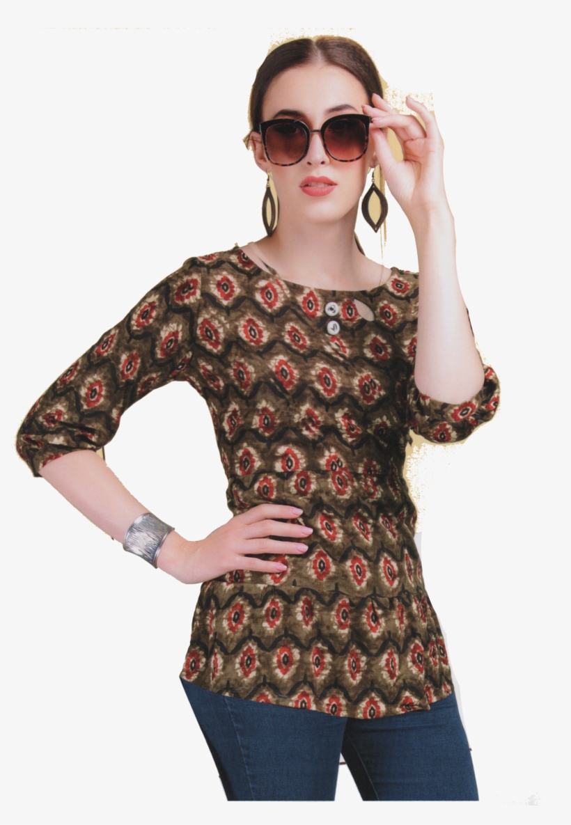 Fashion Flavor Casual 3/4th Sleeve Women's Multicolor - Girl, transparent png download