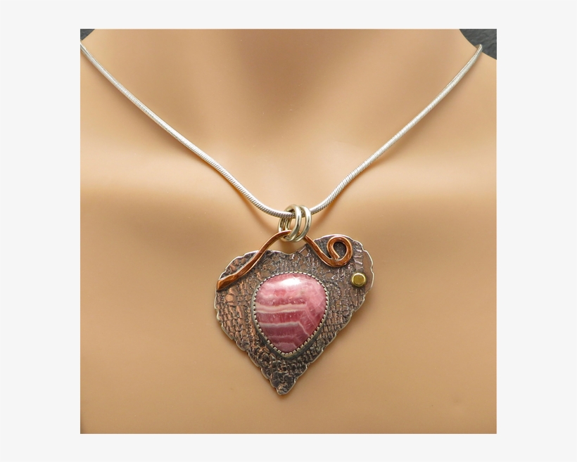 Rhodochrosite Heart Necklace Custom Jewelry 3 - Locket, transparent png download
