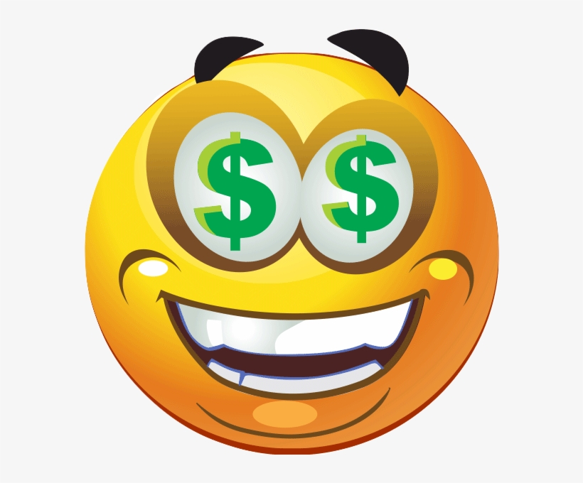 Dollar Signs Smiley Face Burned - Dollar Eyes Emoji, transparent png download