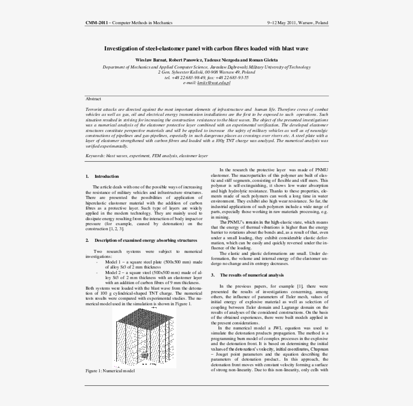 Investigation Of Steel-elastomer Panel With Carbon - Document, transparent png download