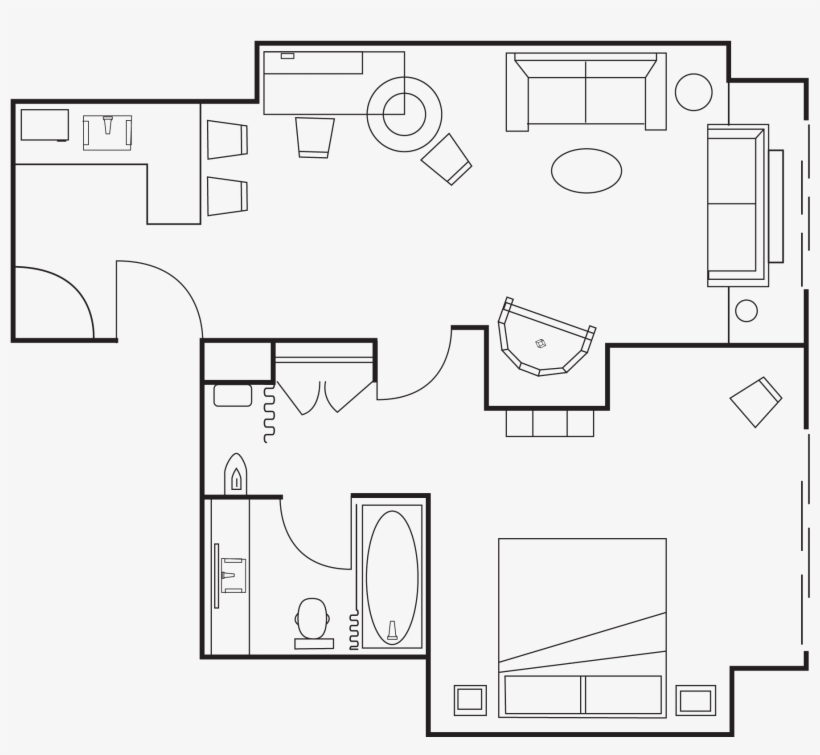 Floorplan Of Corner Suite At Parker New York - Parker New York Corner Suite, transparent png download