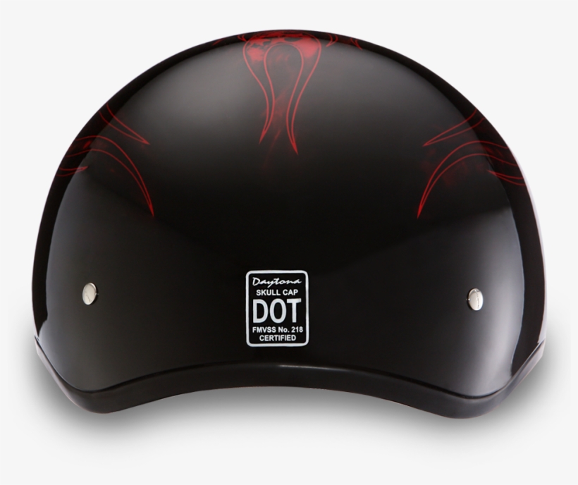 Details About Low Profile Dot Daytona Red Skull Flames - Half Helmet Black With Red Flames, transparent png download