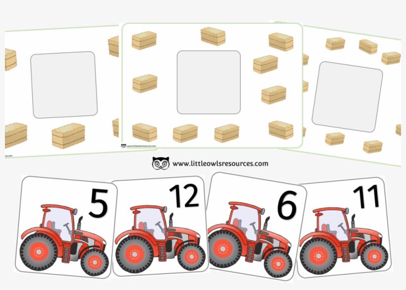Tractor And Hay Number Match - Tractor, transparent png download