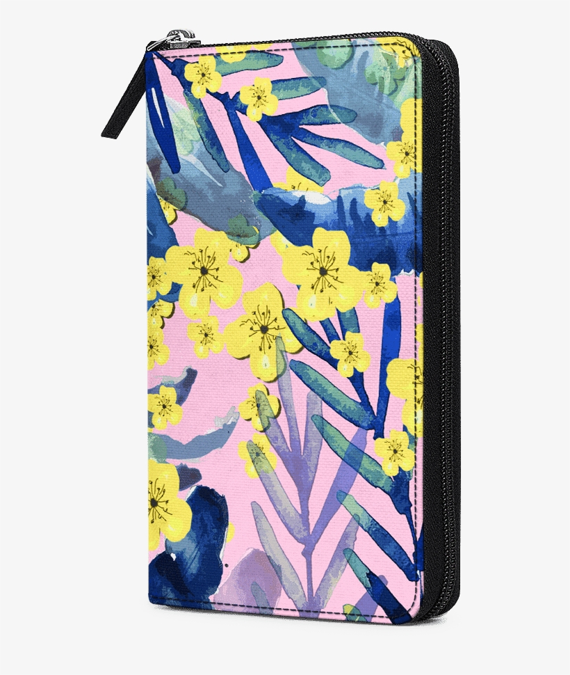Dailyobjects Tropical Flower Yellow Blue Travel Organiser - Mobile Phone, transparent png download