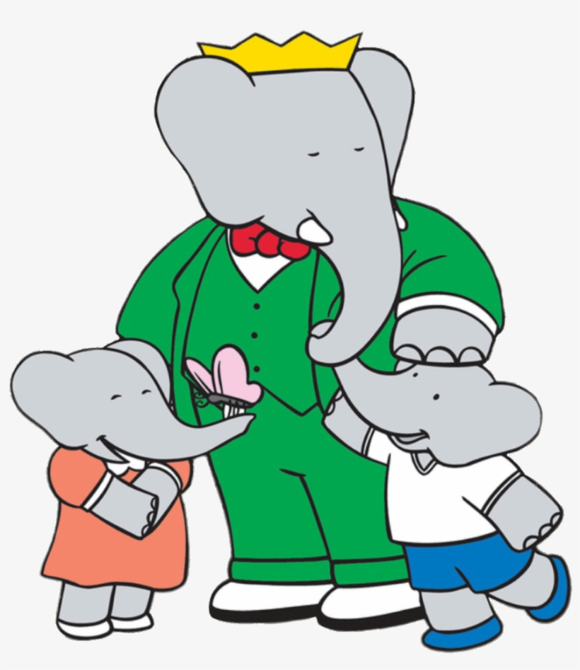 Babar The Elephant With Flora And Pom - Cartoon Babar, transparent png download