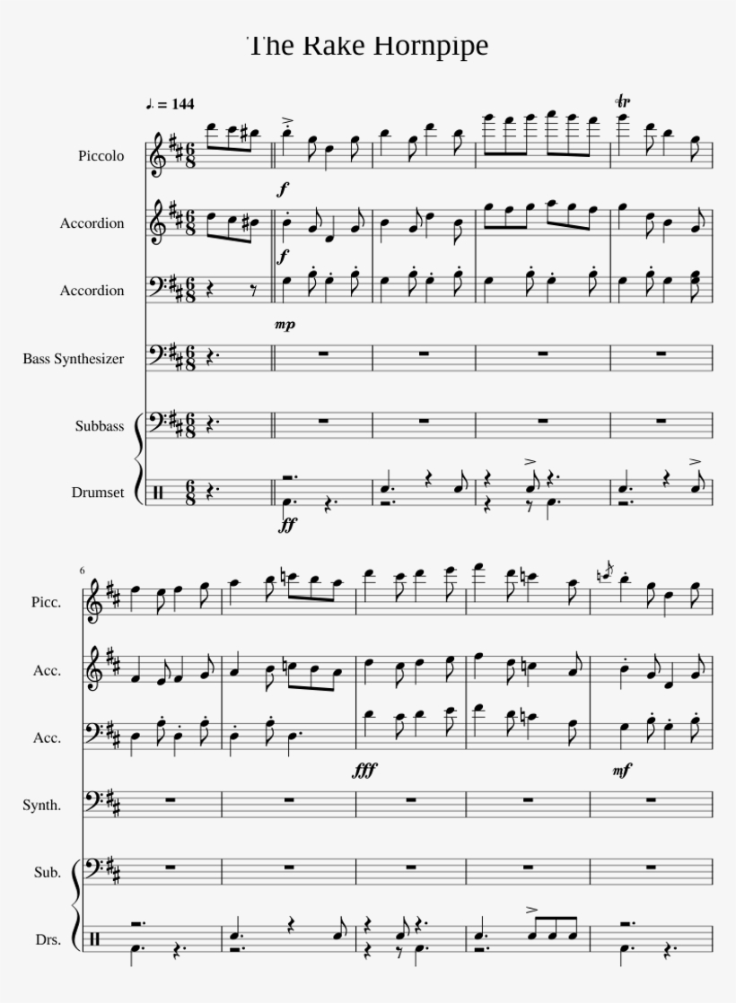 The Rake Hornpipe - Rake Hornpipe Piano Sheet Music, transparent png download