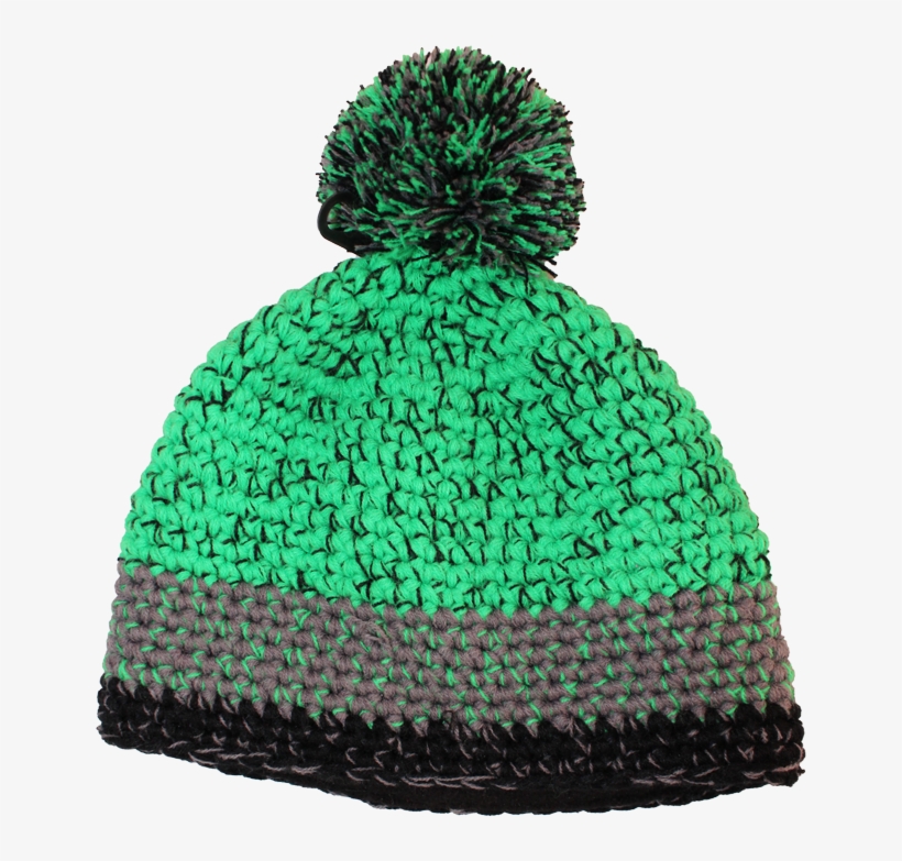 Pom Pom Knit Hat In Green - Beanie, transparent png download