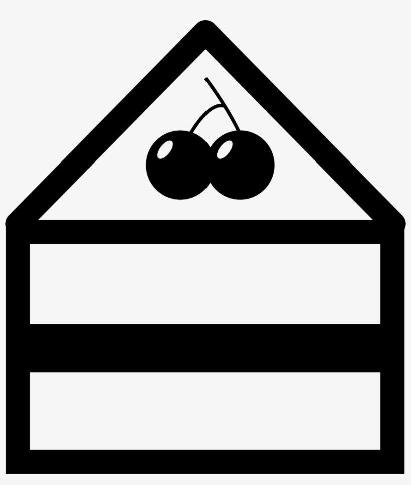 Cake Slice With Cherries On Top Comments - Silueta De Rebanadas De Pastel, transparent png download