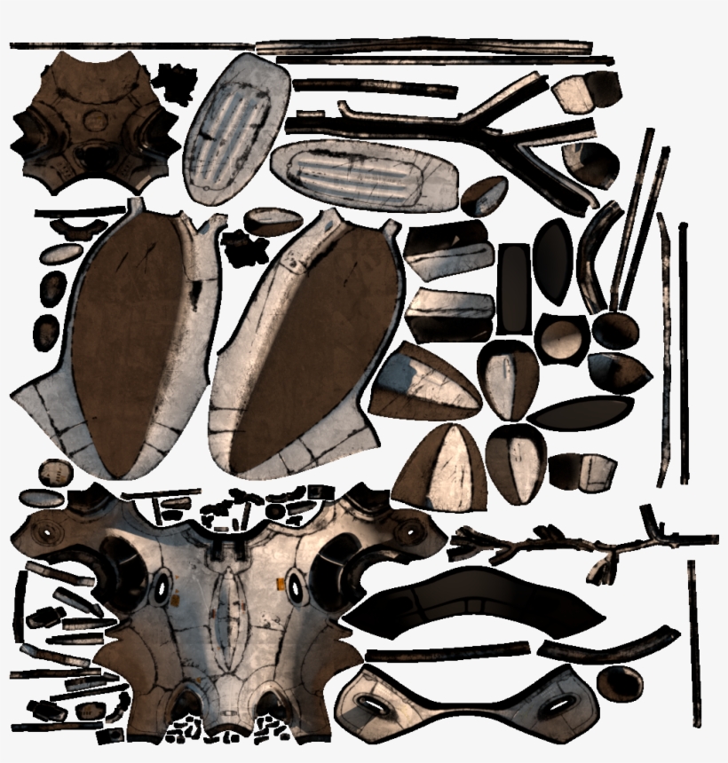 High Definition Mesh To A Low Resolution One Or Bake - Texture Map Spaceship, transparent png download
