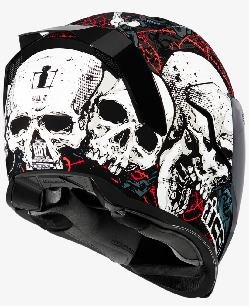 Icon Airflite Black Skull Unisex Fullface Motorcycle, transparent png download